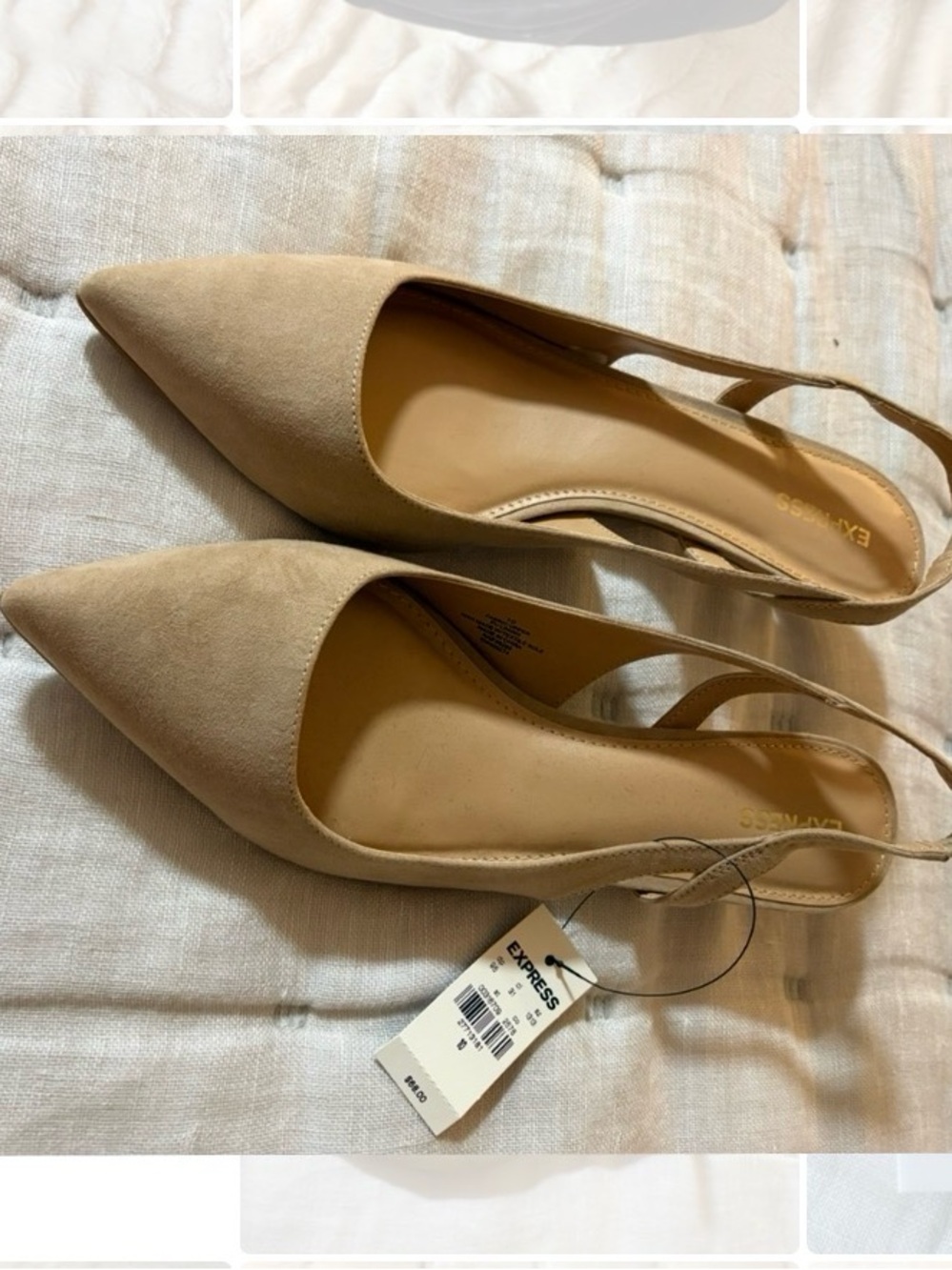 Express Women's Beige Pointed Toe Slingback Flats
